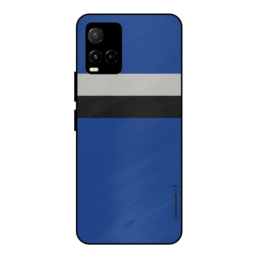 Grey Black Strips Metal Back Case for Vivo Y21T