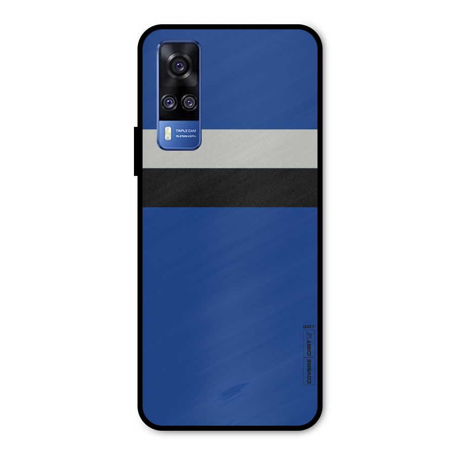 Grey Black Strips Metal Back Case for Vivo Y31