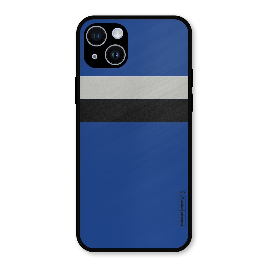 Grey Black Strips Metal Back Case for iPhone 14