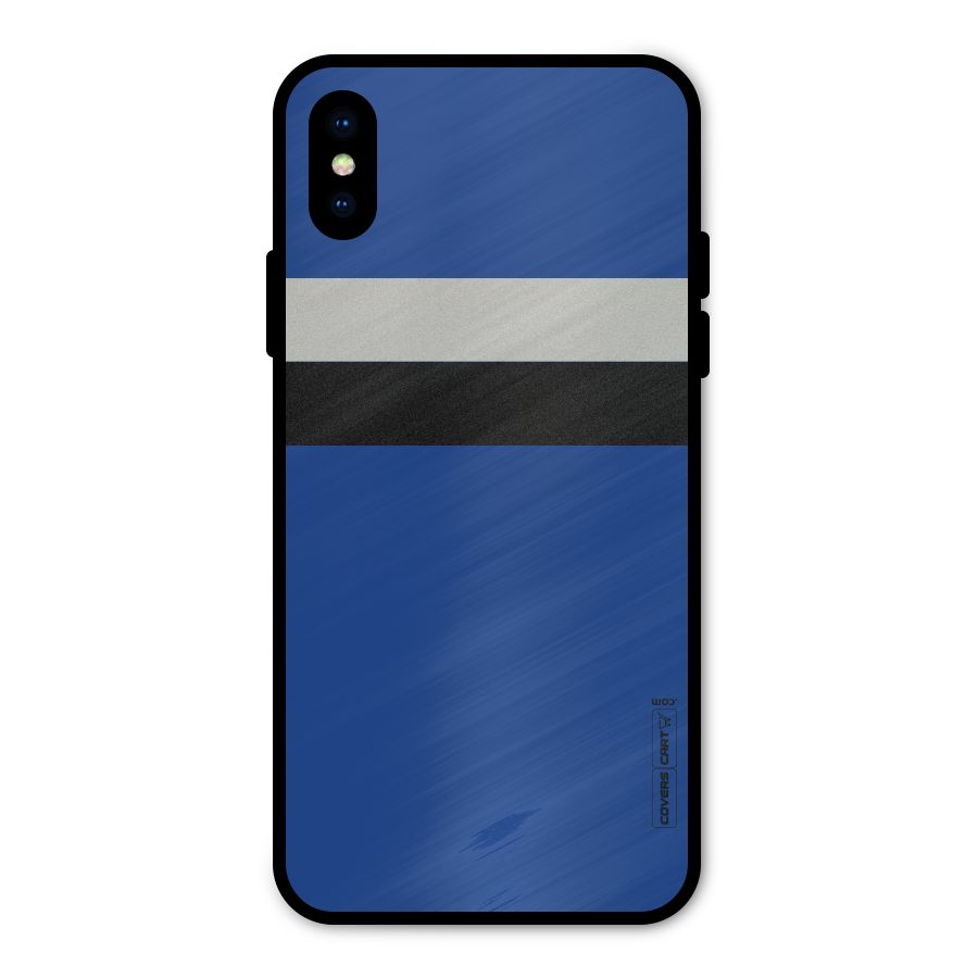 Grey Black Strips Metal Back Case for iPhone XS