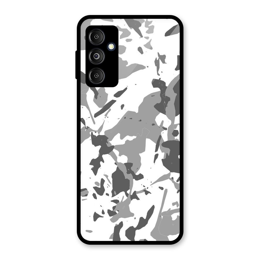Grey Camouflage Army Glass Back Case for Galaxy M14 5G