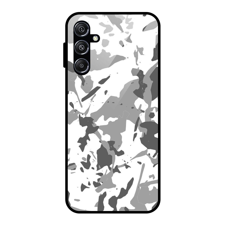 Grey Camouflage Army Glass Back Case for Galaxy M34 5G