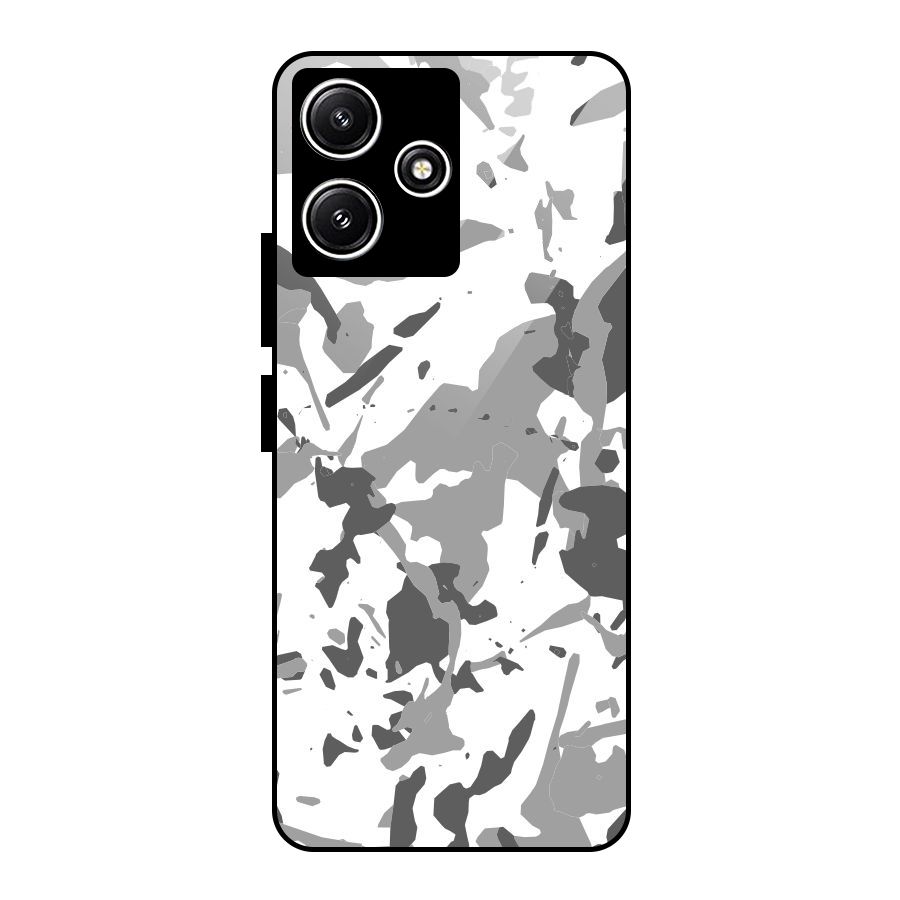 Grey Camouflage Army Glass Back Case for Poco M6 Pro