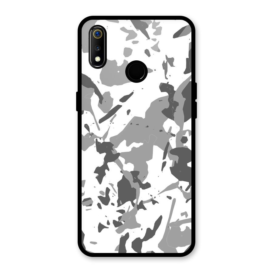 Grey Camouflage Army Glass Back Case for Realme 3i