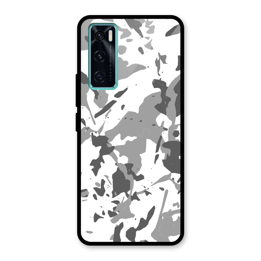 Grey Camouflage Army Glass Back Case for Vivo V20 SE