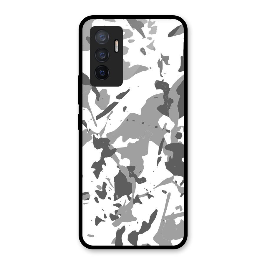 Grey Camouflage Army Glass Back Case for Vivo V23e