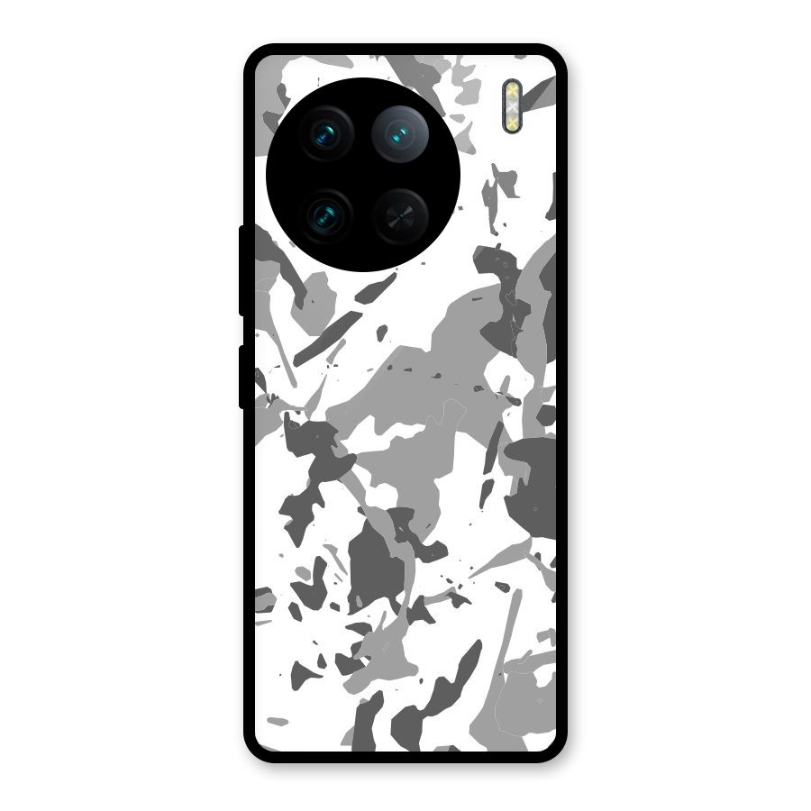 Grey Camouflage Army Glass Back Case for Vivo X90 Pro