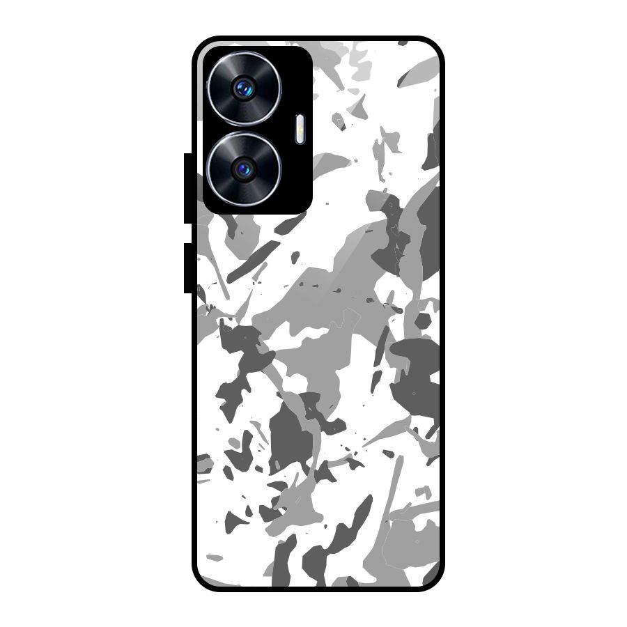Grey Camouflage Army Glass Back Case for realme C55