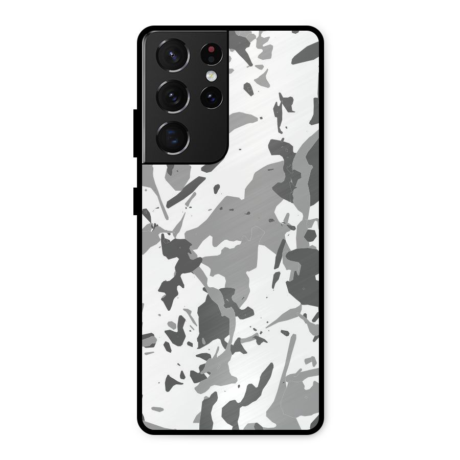 Grey Camouflage Army Metal Back Case for Galaxy S21 Ultra 5G