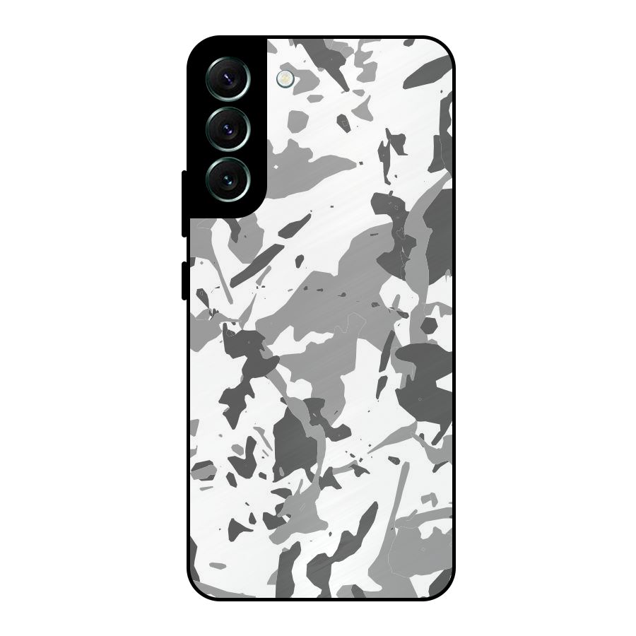 Grey Camouflage Army Metal Back Case for Galaxy S22 Plus 5G