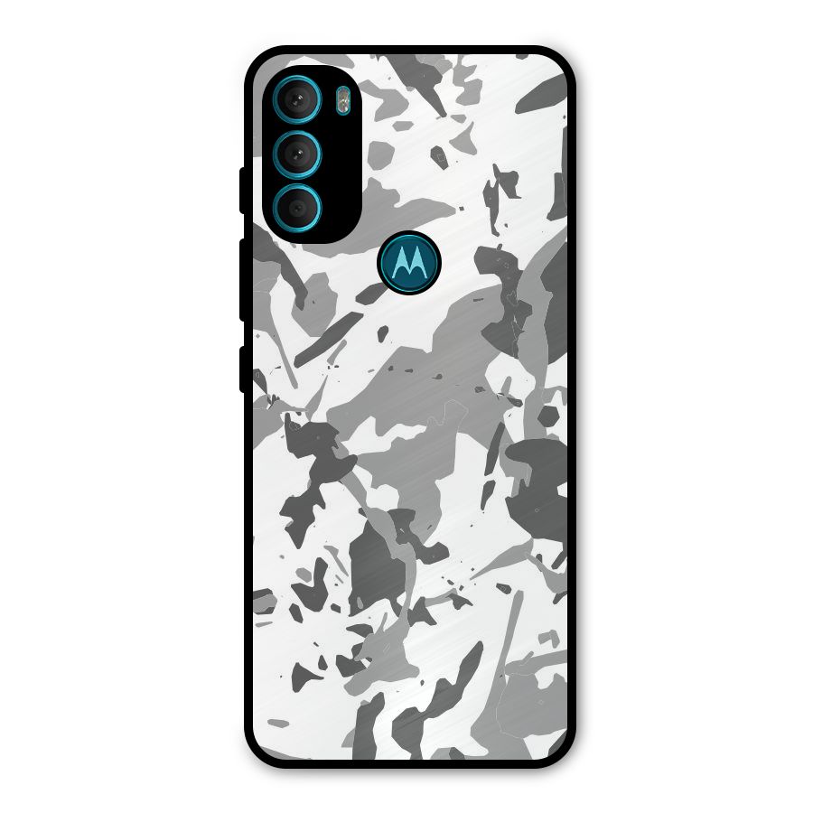 Grey Camouflage Army Metal Back Case for Moto G71 5G
