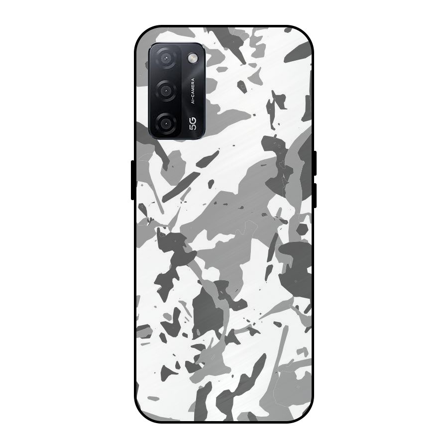 Grey Camouflage Army Metal Back Case for Oppo A53s 5G