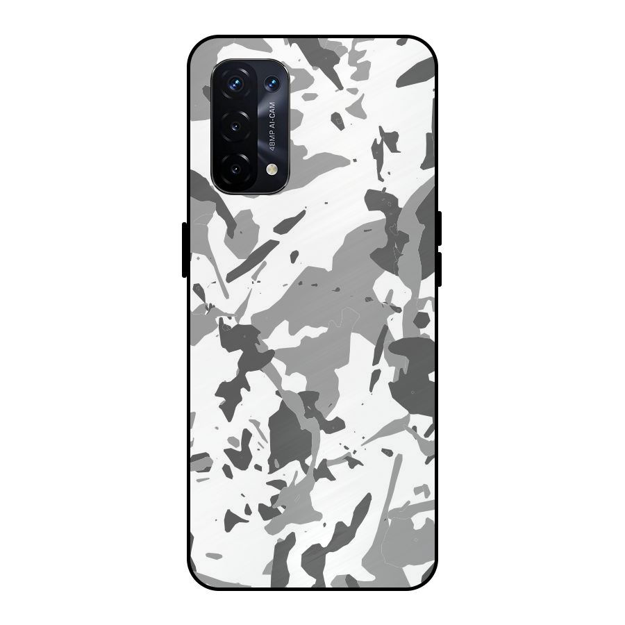 Grey Camouflage Army Metal Back Case for Oppo A74 5G