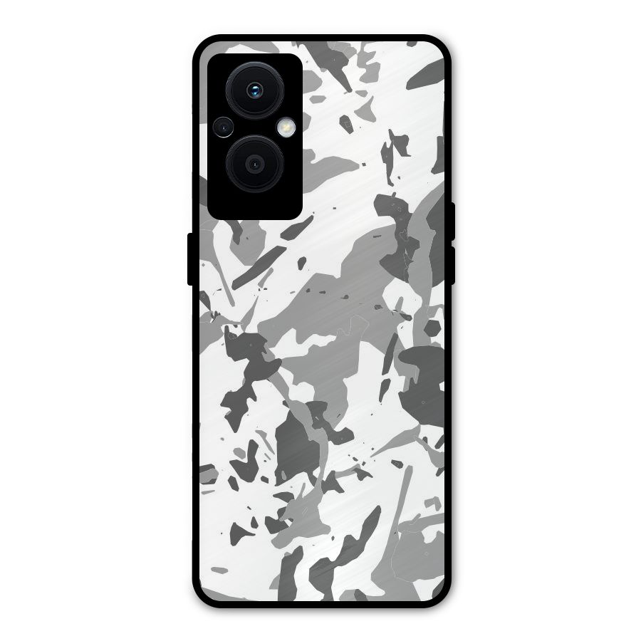 Grey Camouflage Army Metal Back Case for Oppo F21 Pro 5G