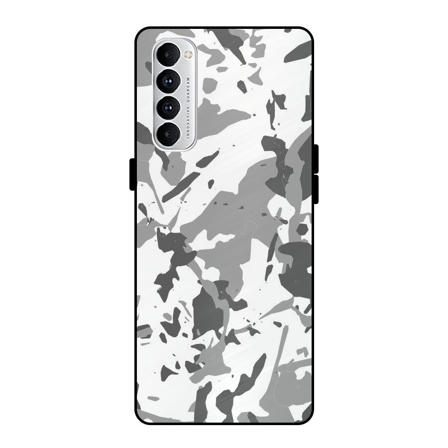 Grey Camouflage Army Metal Back Case for Oppo Reno4 Pro
