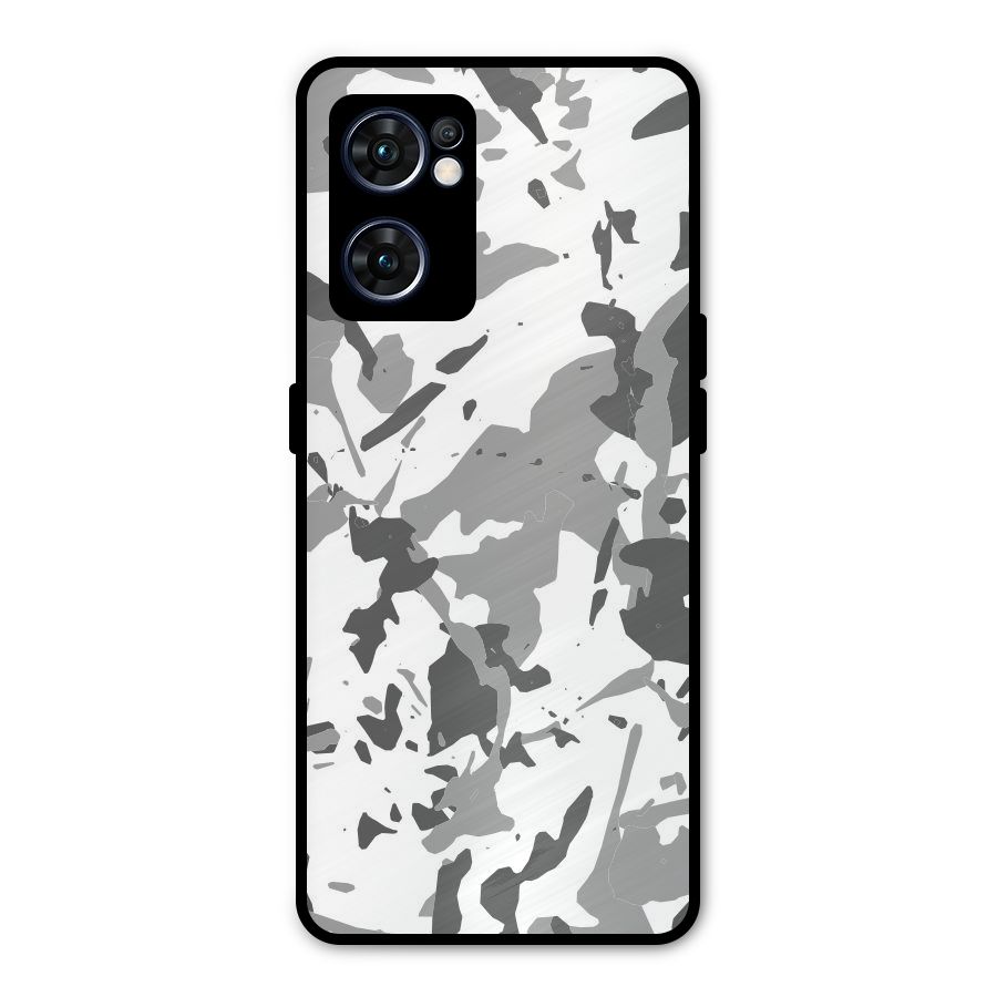 Grey Camouflage Army Metal Back Case for Oppo Reno7 5G