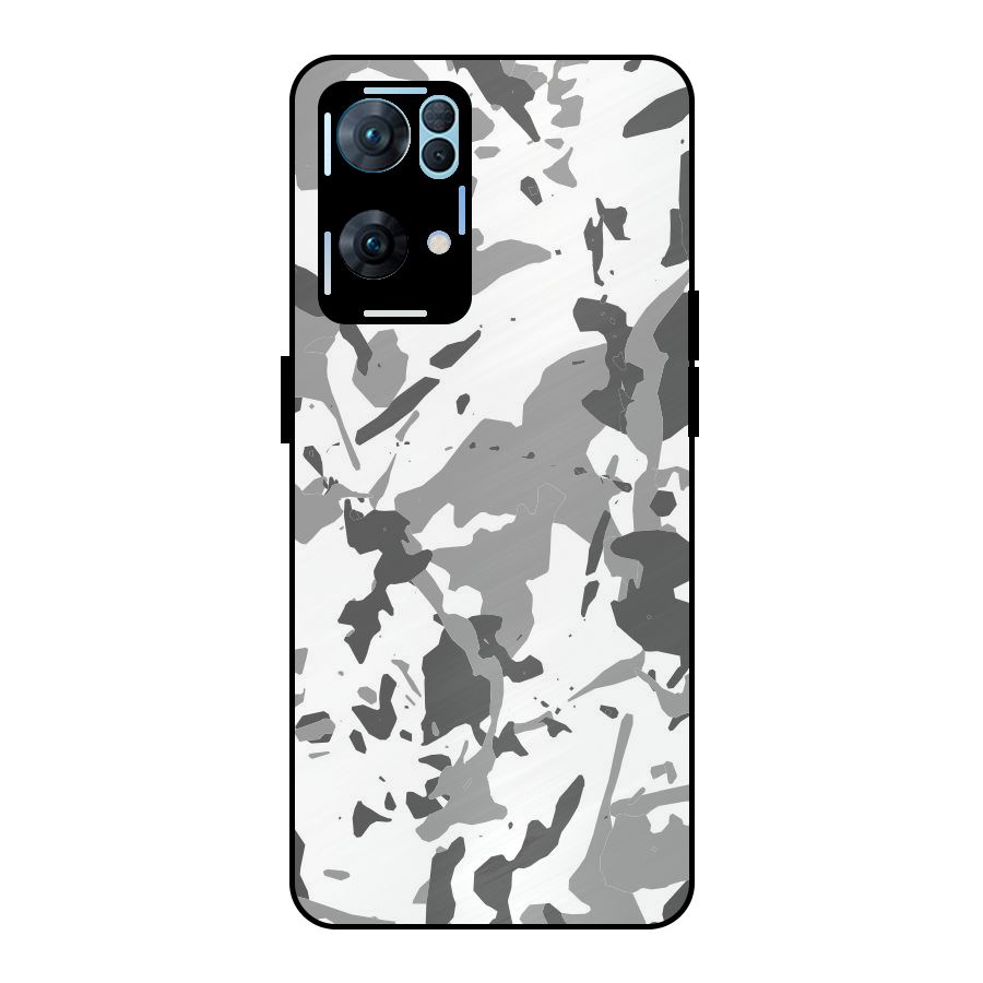 Grey Camouflage Army Metal Back Case for Oppo Reno7 Pro 5G
