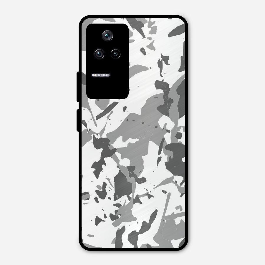 Grey Camouflage Army Metal Back Case for Poco F4 5G