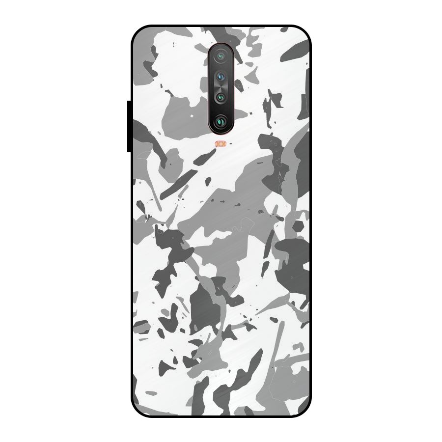 Grey Camouflage Army Metal Back Case for Poco X2