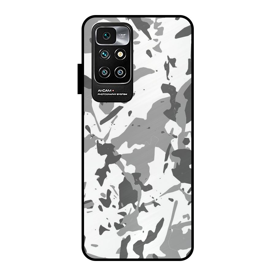 Grey Camouflage Army Metal Back Case for Redmi 10 Prime