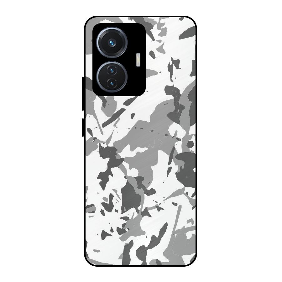 Grey Camouflage Army Metal Back Case for Vivo T1 44W