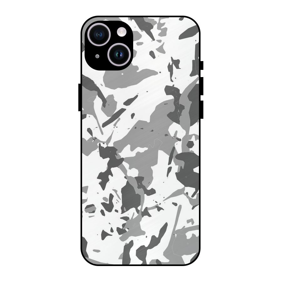 Grey Camouflage Army Metal Back Case for iPhone 14 Plus