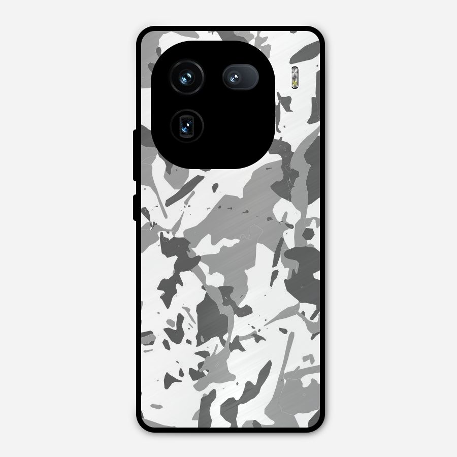 Grey Camouflage Army Metal Back Case for iQOO 12