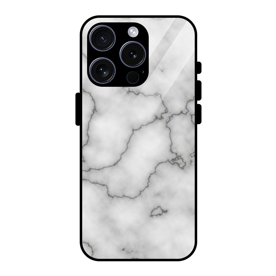 Grey Marble Glass Back Case for iPhone 15 Pro