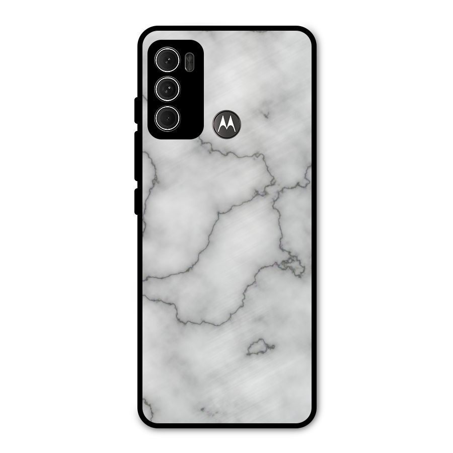 Grey Marble Metal Back Case for Moto G60