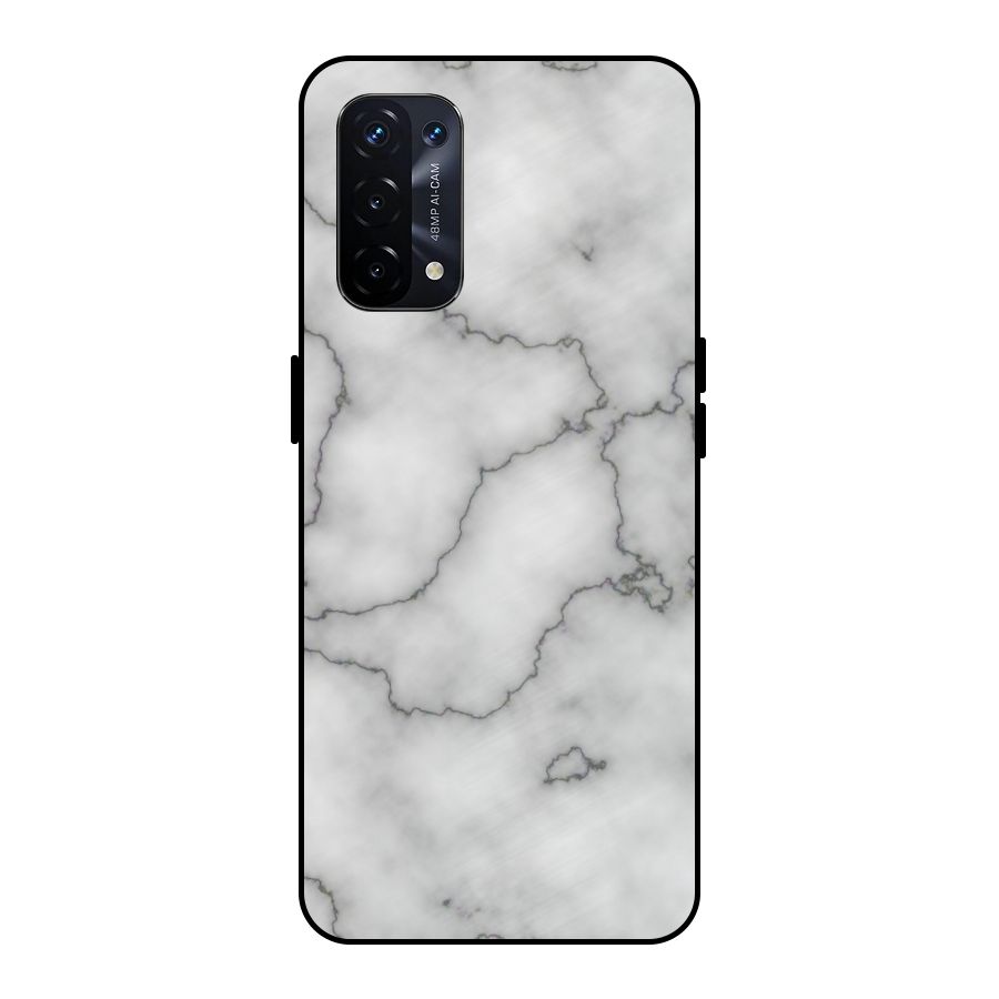 Grey Marble Metal Back Case for Oppo A74 5G
