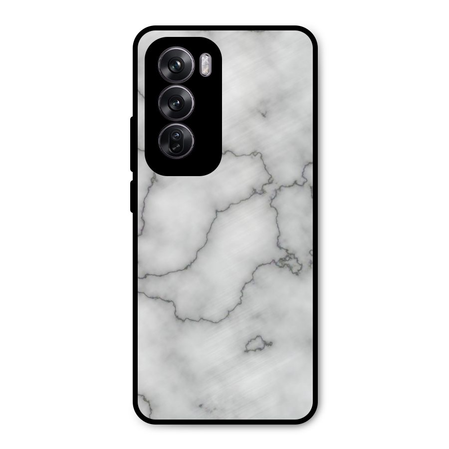 Grey Marble Metal Back Case for Oppo Reno12 Pro