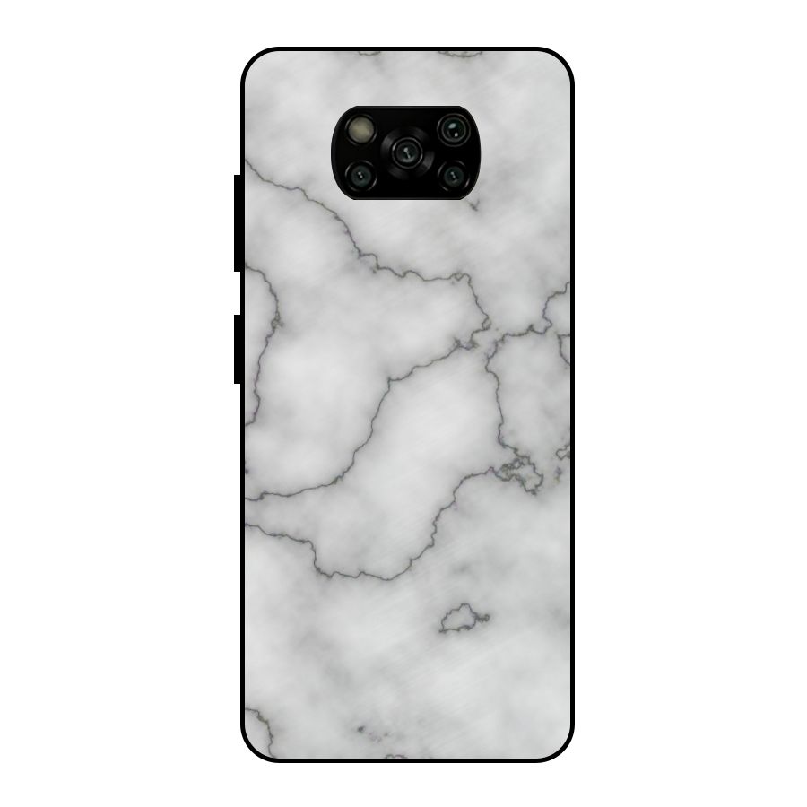 Grey Marble Metal Back Case for Poco X3