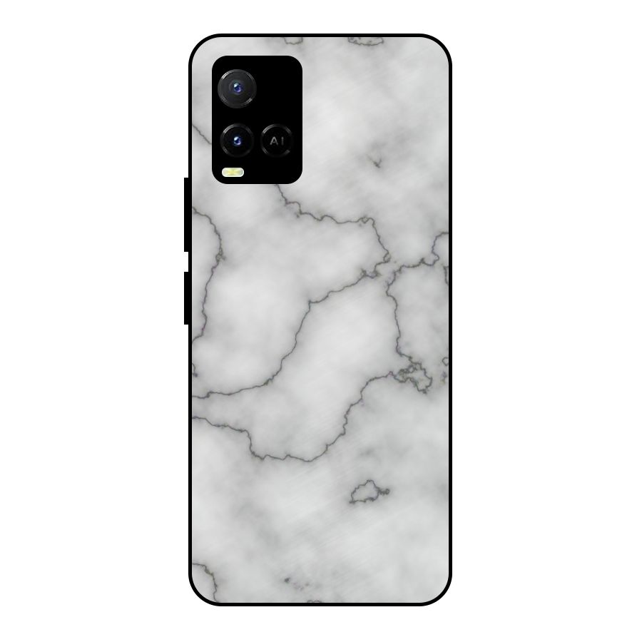 Grey Marble Metal Back Case for Vivo Y21A