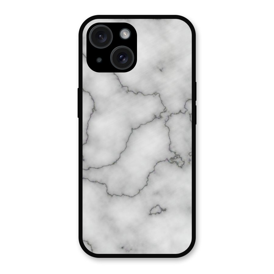 Grey Marble Metal Back Case for iPhone 15