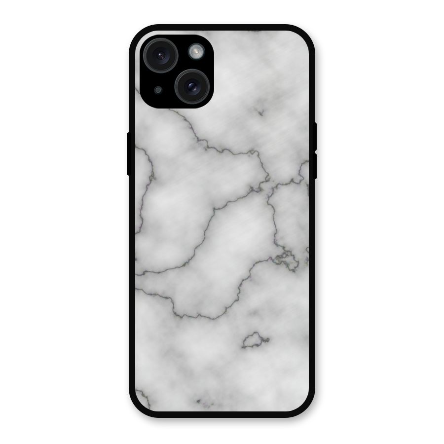 Grey Marble Metal Back Case for iPhone 15 Plus