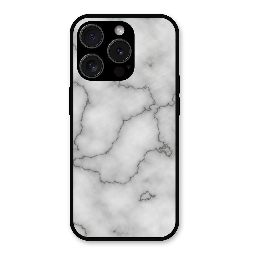 Grey Marble Metal Back Case for iPhone 15 Pro