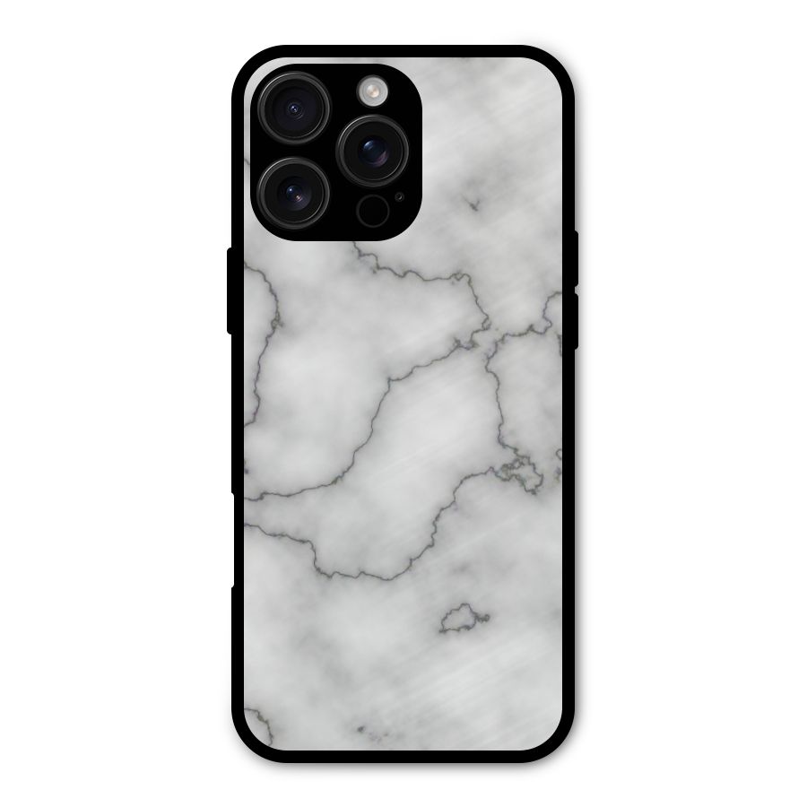 Grey Marble Metal Back Case for iPhone 16 Pro Max