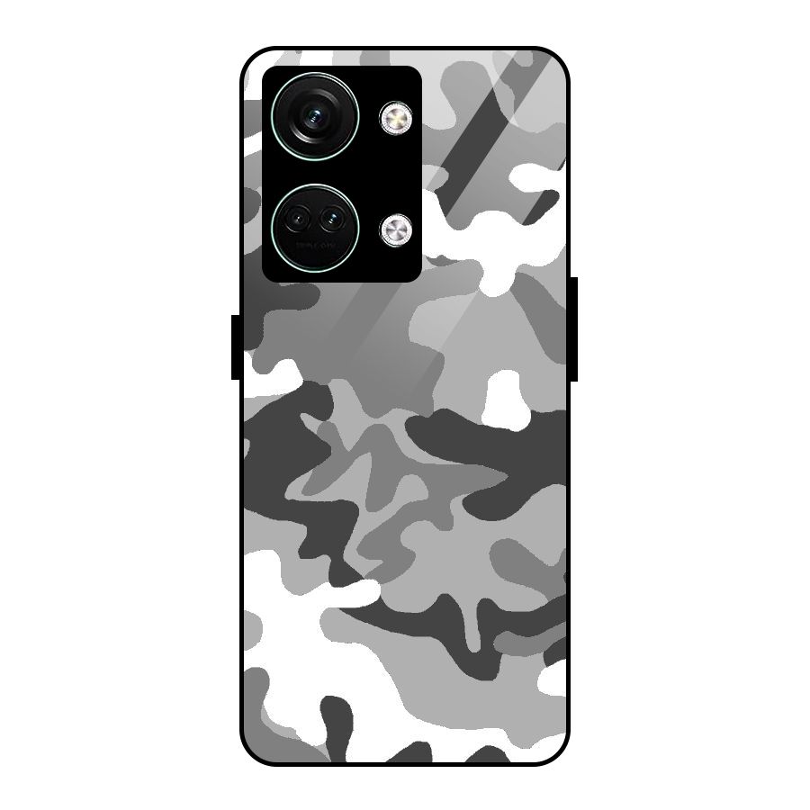 Grey Military Glass Back Case for Oneplus Nord 3