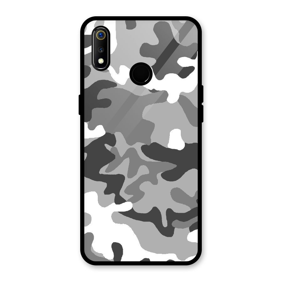 Grey Military Glass Back Case for Realme 3i
