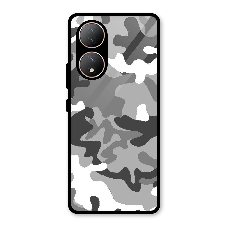 Grey Military Glass Back Case for Vivo Y100A