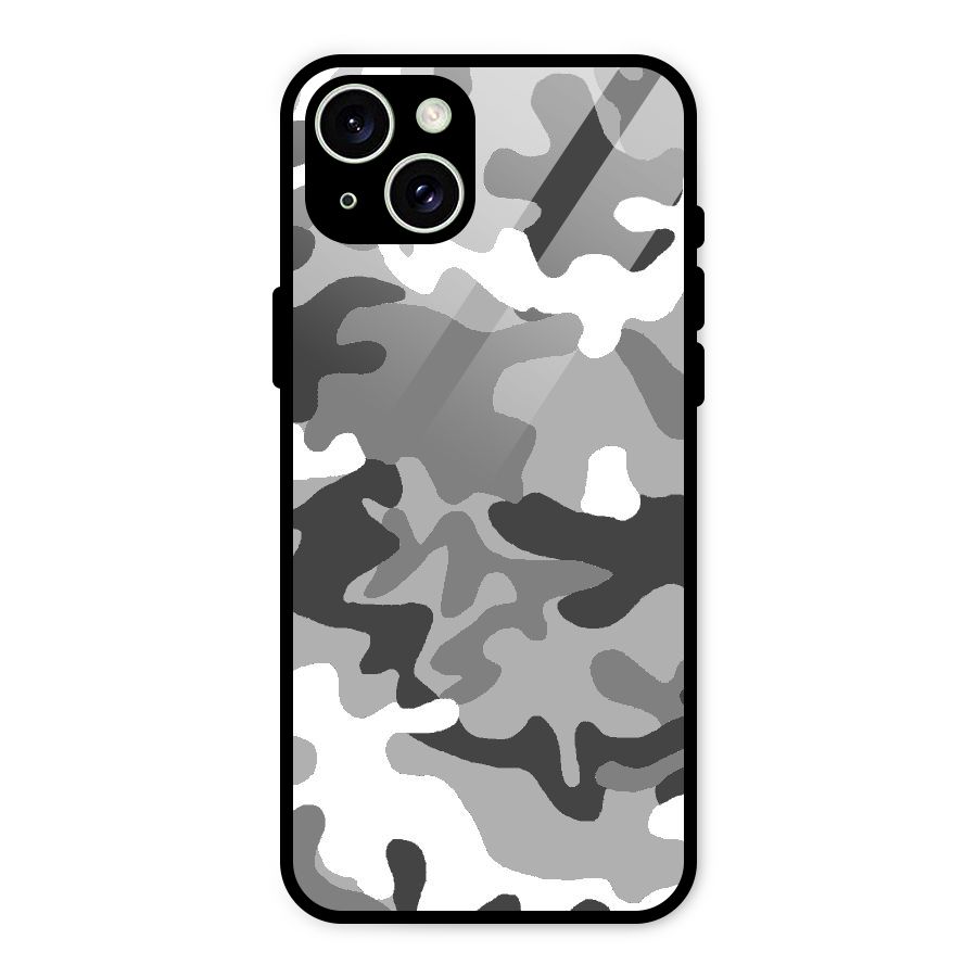 Grey Military Glass Back Case for iPhone 15 Plus