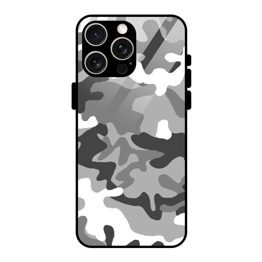 Grey Military Glass Back Case for iPhone 15 Pro Max