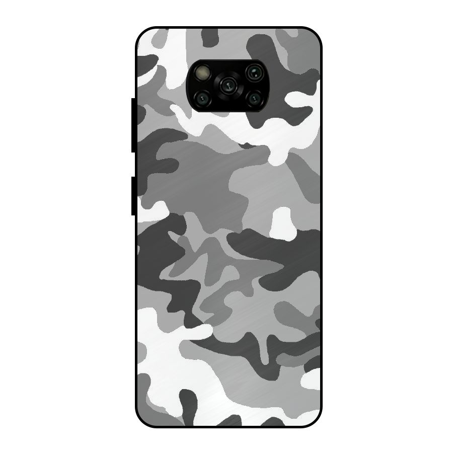 Grey Military Metal Back Case for Poco X3
