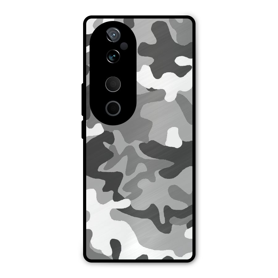 Grey Military Metal Back Case for Vivo T3 Ultra