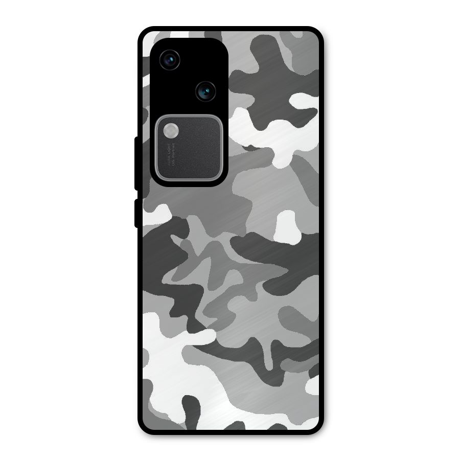 Grey Military Metal Back Case for Vivo V30 Pro