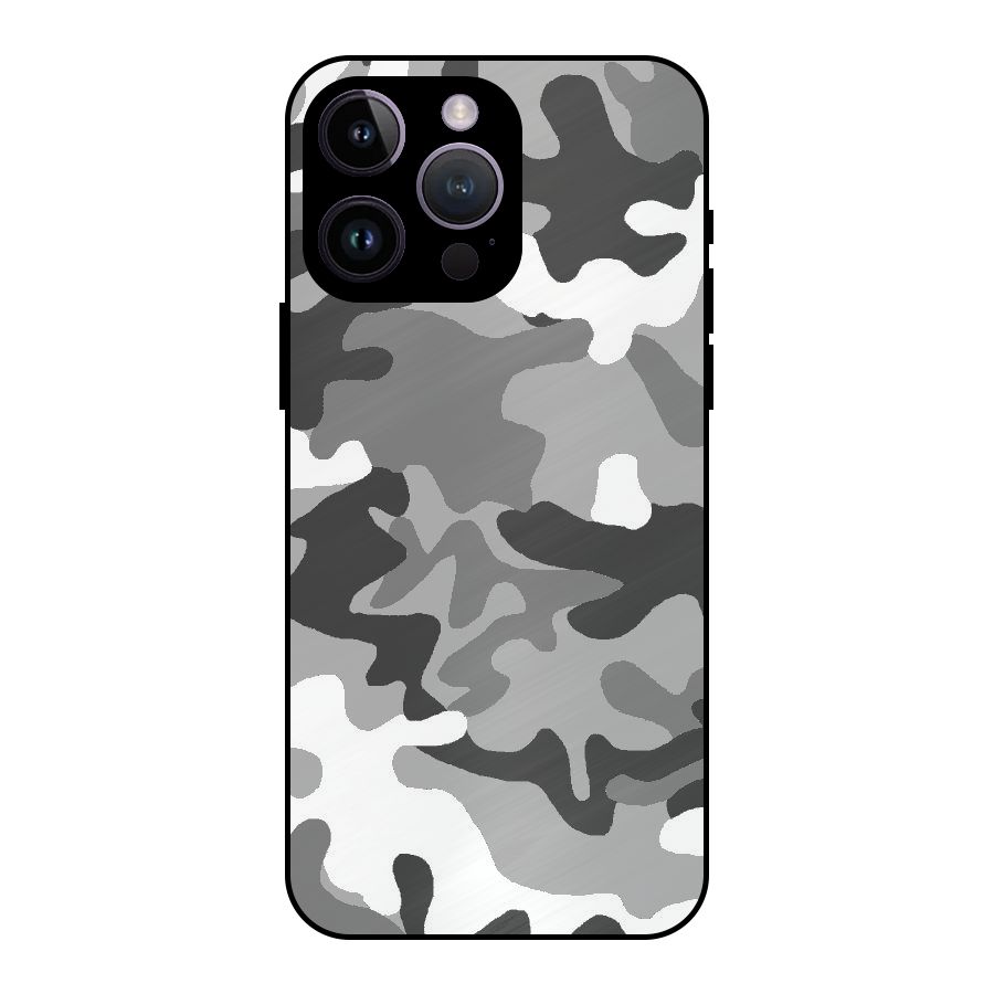 Grey Military Metal Back Case for iPhone 14 Pro Max