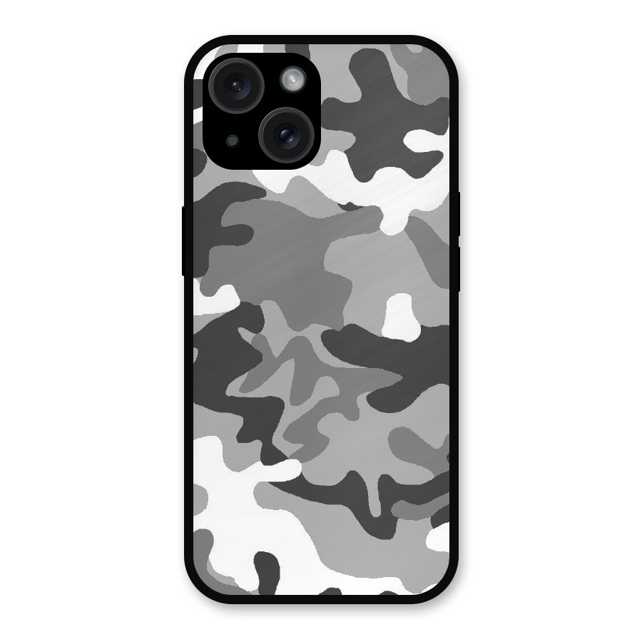 Grey Military Metal Back Case for iPhone 15