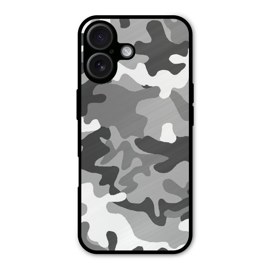 Grey Military Metal Back Case for iPhone 16
