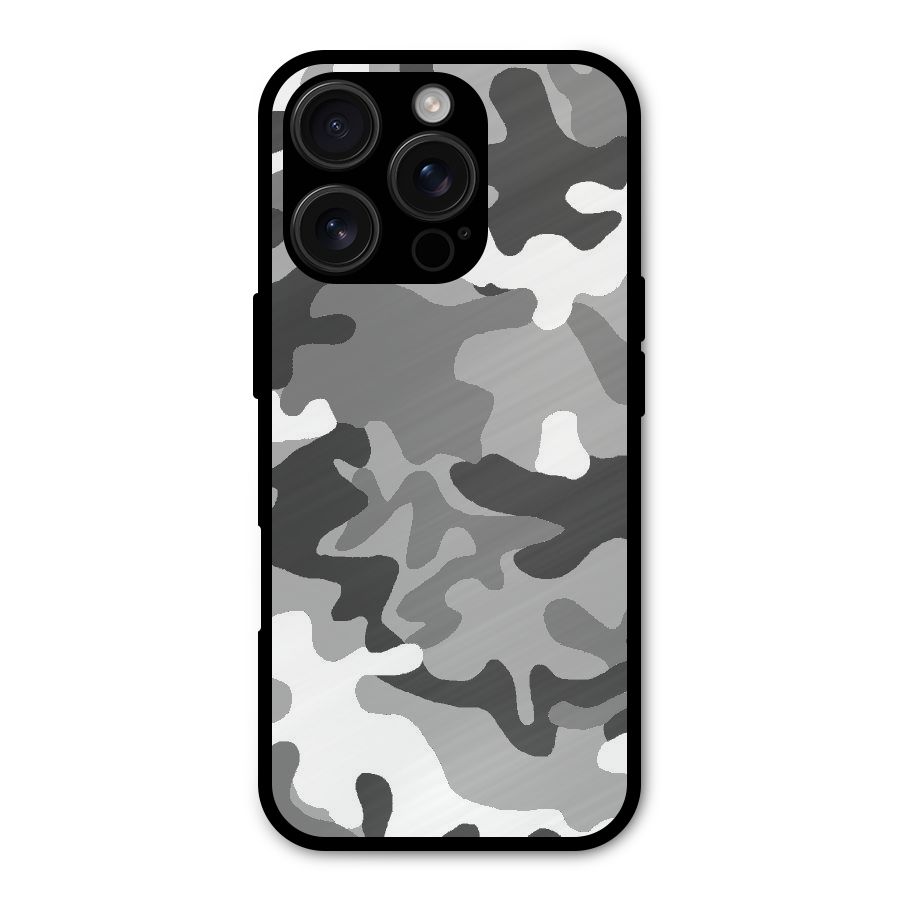 Grey Military Metal Back Case for iPhone 16 Pro