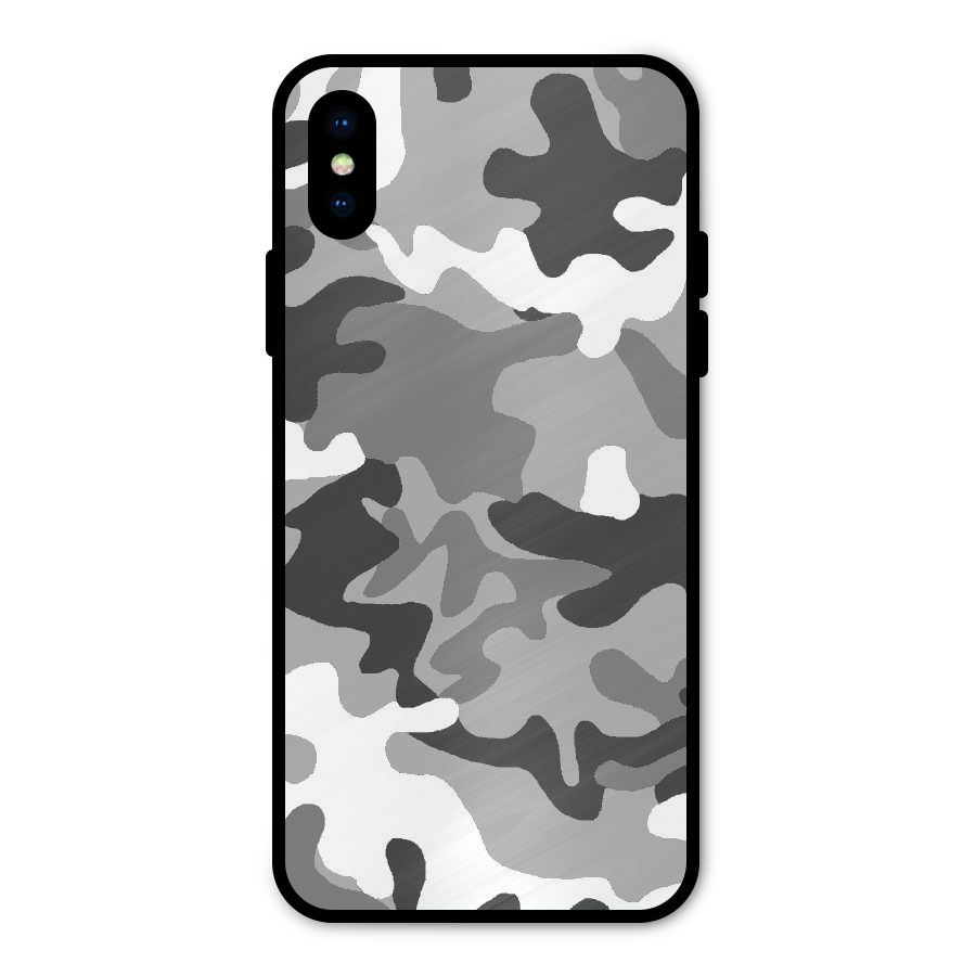 Grey Military Metal Back Case for iPhone X